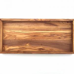 Ablage rechteckig L. 37 cm, Holz Serviertablett, Tablett, Platte, handgefertigt aus Olivenholz, Hochwertig, Geschenk. Bild 5