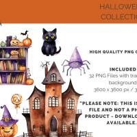 32 Halloween PNG Watercolor Clipart Bundle, Sublimation, Commercial License Bild 2
