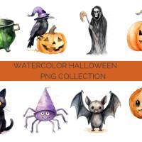 32 Halloween PNG Watercolor Clipart Bundle, Sublimation, Commercial License Bild 3