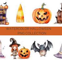 32 Halloween PNG Watercolor Clipart Bundle, Sublimation, Commercial License Bild 4