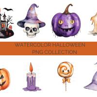 32 Halloween PNG Watercolor Clipart Bundle, Sublimation, Commercial License Bild 6