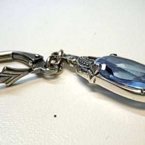 ART DECO Silber Hänge Ohrringe mit Aquamarin in Ovalschliff Bild 3