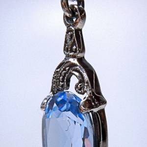 ART DECO Silber Hänge Ohrringe mit Aquamarin in Ovalschliff Bild 5