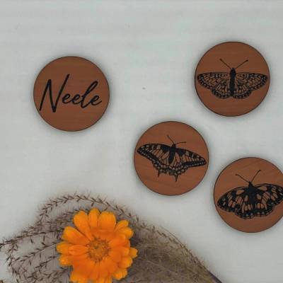 4 Kühlschrankmagnete aus Holz, personalisiert, Schmetterling Magnete, Geschenk Schmetterling