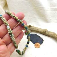rustikale antike Nila-Glasperlen aus Mali - 5 - 8 mm - gemischte Sahara Perlen - blau grün creme - 44 cm - Djenne Nila Bild 9