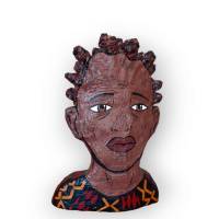 Afroamerikanische Büste Pop Art "Portrait eines Männer Kopfes" handbemalt Bild 1
