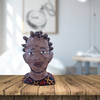 Afroamerikanische Büste Pop Art "Portrait eines Männer Kopfes" handbemalt Bild 2