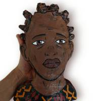 Afroamerikanische Büste Pop Art "Portrait eines Männer Kopfes" handbemalt Bild 3