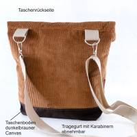 Umhängetasche Damen / Cord Tasche / Schultertasche/ beige Handtasche / Bücher Tasche / cross body bag / Stofftasche / Bild 5