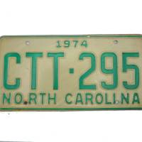 USA North Carolina Car Plate Nummernschild grün 295 von 1974 Bild 1