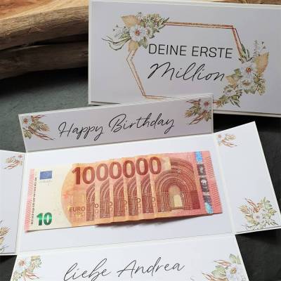 Geldgeschenk Geburtstag Erste Million | Explosionsbox Geldgeschenk | Geschenk mit Namen | individualisiertes Geschenk