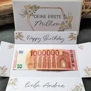 Geldgeschenk Geburtstag Erste Million | Explosionsbox Geldgeschenk | Geschenk mit Namen | individualisiertes Geschenk Bild 3