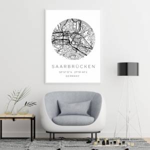 Poster SAARBRÜCKEN STADTPLAN mit Koordinaten | Heimatstadt | Stadtposter | Personalisiert | Map | Karte Geschenk | Kunst Bild 4
