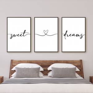 Poster Set Sweet Dreams | Zuhause | Home | Schlafzimmer | Kunstdruck | Liebe | Digitaldruck | Bett | Typografie | Schlaf Bild 1