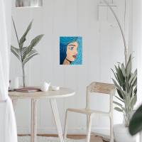 Leinwandbild handgemalt Pop Art "Frau mit blauem Haar" Bild 7