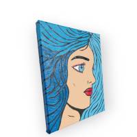 Leinwandbild handgemalt Pop Art "Frau mit blauem Haar" Bild 8