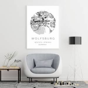 Poster WOLFSBURG STADTPLAN mit Koordinaten | Heimatstadt | Stadtposter | Personalisiert | Map | Karte Geschenk | Kunstdr Bild 4