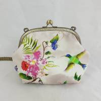 Tasche, Handtasche, Bügeltasche, Creme, Blumen, Kolibri Bild 1