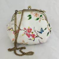 Tasche, Handtasche, Bügeltasche, Creme, Blumen, Kolibri Bild 3