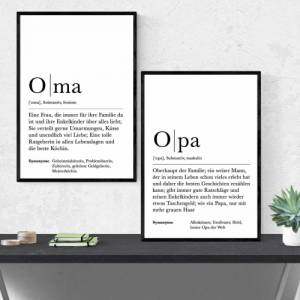 Poster Set OPA & OMA | Definition | Geschenkidee Familie | Danke | Personalisiertes Geschenk | Kunstdruck | Wanddeko Bild 1