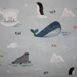 15,00 EUR/m Dekostoff Canvas Wale Eisbären Pinguine auf blau-grau Baumwollmix Bild 7