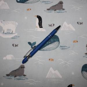 15,00 EUR/m Dekostoff Canvas Wale Eisbären Pinguine auf blau-grau Baumwollmix Bild 8
