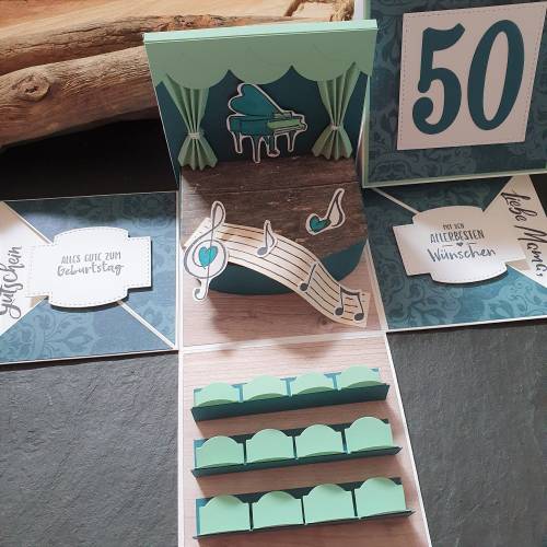 Explosionsbox Geburtstag, Konzertkarten, Explosionsbox Musical, Geburtstagskarte