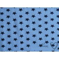 0,40m RESTSTÜCK Jersey Baumwolle Sterne dunkelblau auf hellblau Bild 1