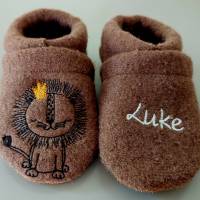 Krabbelschuhe Lauflernschuhe Baby Wollwalk Puschen Hausschuhe Handmad bestickt personalisiert Bild 8