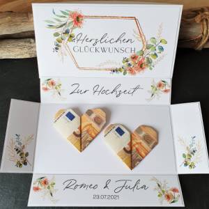 personalisiertes Geldgeschenk zur Hochzeit mit Namen Aufklappkarte | Explosionsbox Geldgeschenk | Geldgeschenk Hochzeit Bild 3