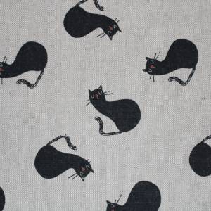 15,00 EUR/m Dekostoff Canvas Katzen schwarz auf hellbeige Baumwollmix Bild 2