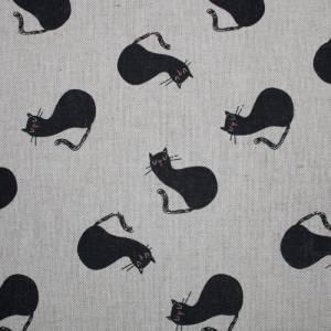 15,00 EUR/m Dekostoff Canvas Katzen schwarz auf hellbeige Baumwollmix Bild 5