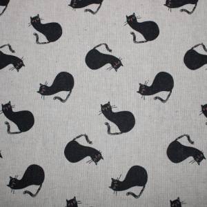 15,00 EUR/m Dekostoff Canvas Katzen schwarz auf hellbeige Baumwollmix Bild 6