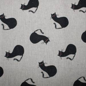 15,00 EUR/m Dekostoff Canvas Katzen schwarz auf hellbeige Baumwollmix Bild 7
