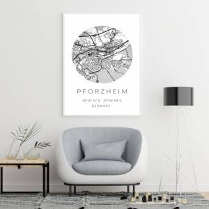 Poster PFORZHEIM STADTPLAN mit Koordinaten | Heimatstadt | Stadtposter | Personalisiert | Map | Karte Geschenk | Kunstdr Bild 4