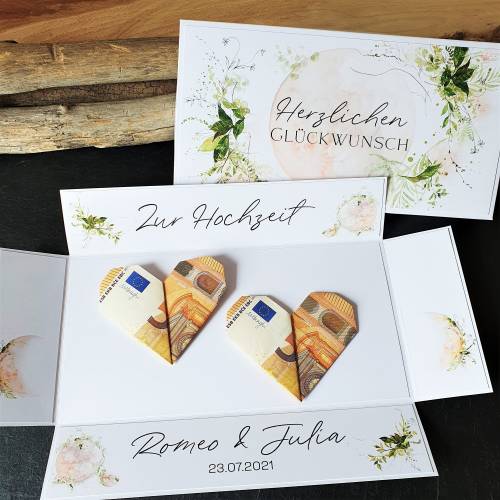 personalisiertes Geldgeschenk zur Hochzeit mit Namen Aufklappkarte | Explosionsbox Geldgeschenk | Geldgeschenk Hochzeit