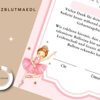 Einzigartige Urkunden für Kinder - Tanz Zertifikat - Gastgeschenk Ballett Mädchen Bild 8