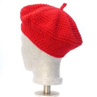 Baskenmütze, Barett, französische Wollmütze, rot, Wollmischung, Handarbeit, gehäkelt Bild 7