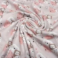 Stoff Baumwolle Jersey Eulen Herzberührt SweetAutumn Design rosa weiß braun schwarz Kinderstoff Kleiderstoff Bild 5