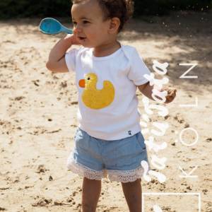 baby schlupfshirt ente bio und fair , shirt Baby , geschenk geburt oder gaufe , t-Shirt Ente Bild 3