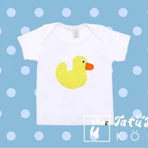 baby schlupfshirt ente bio und fair , shirt Baby , geschenk geburt oder gaufe , t-Shirt Ente Bild 5