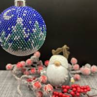 Weihnachtskugeln / Weihnachtsbaumschmuck/ Christbaumschmuck gehäkelt mit Baumwollgarn und kleinen Glasperlen Bild 4