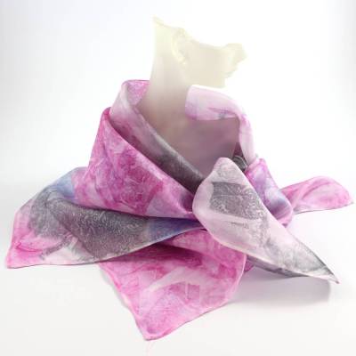 Seidentuch 55x55 cm **TRIO** handgefärbtes Unikat aus Seide von ZWEIFARBIG