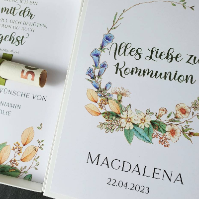Geldgeschenk Kommunion | Geschenk Kommunion | Geschenkbox Kommunion Geldgeschenk | individualisiertes Geschenk boho