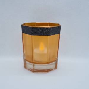 handbemaltes kleines Teelichtglas in Kupfer Bild 2