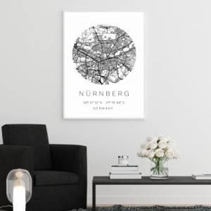 Poster NÜRNBERG STADTPLAN mit Koordinaten | Heimatstadt | Stadtposter | Personalisiert | Map | Karte Geschenk | Kunstdru Bild 2