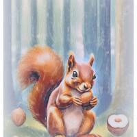 Kleines Eichhörnchen, DIGITALES BILD ZUM DOWNLOAD & DRUCKEN Wanddeko Poster Karte Geschenkidee günstig kaufen Bild 3