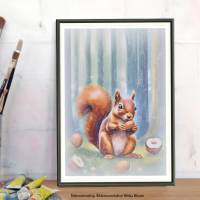 Kleines Eichhörnchen, DIGITALES BILD ZUM DOWNLOAD & DRUCKEN Wanddeko Poster Karte Geschenkidee günstig kaufen Bild 5