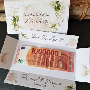 personalisiertes Geldgeschenk zur Hochzeit mit Erste Million | Explosionsbox Geldgeschenk | Geldgeschenk Hochzeit | boho Bild 2