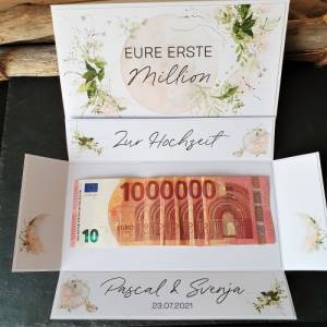 personalisiertes Geldgeschenk zur Hochzeit mit Erste Million | Explosionsbox Geldgeschenk | Geldgeschenk Hochzeit | boho Bild 3
